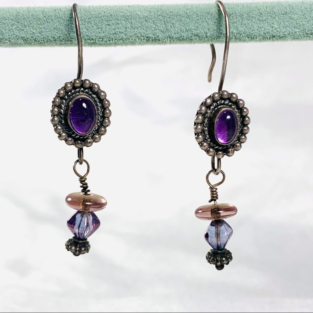 Amethyst sterling dangle earrings